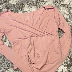 Chic Blush Long Sleeve Wrap Top